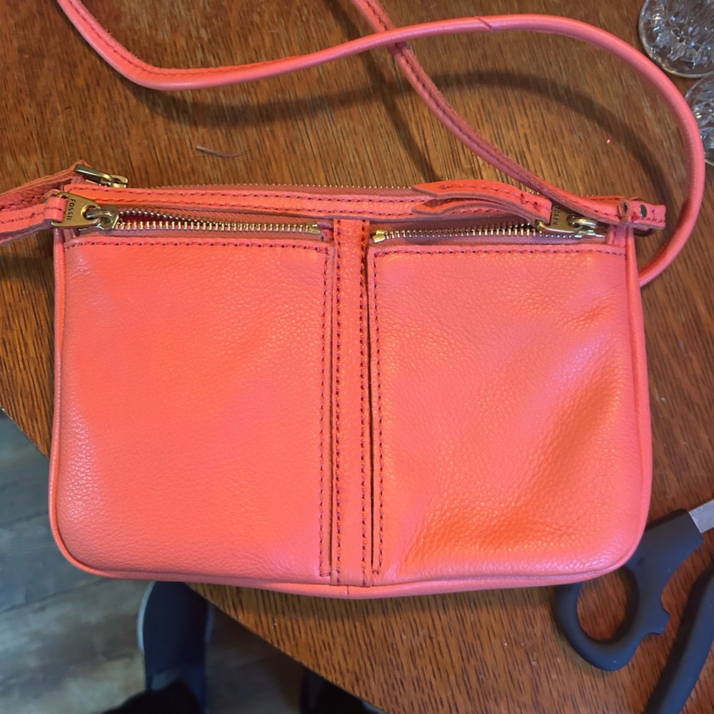 Fossil Coral Leather Crossbody Bag